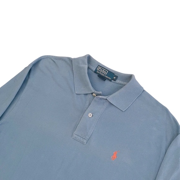 Vintage Polo Ralph Lauren Long Sleeve Shirt Mens Size M Blue Orange Pony Cotton - Picture 1 of 9
